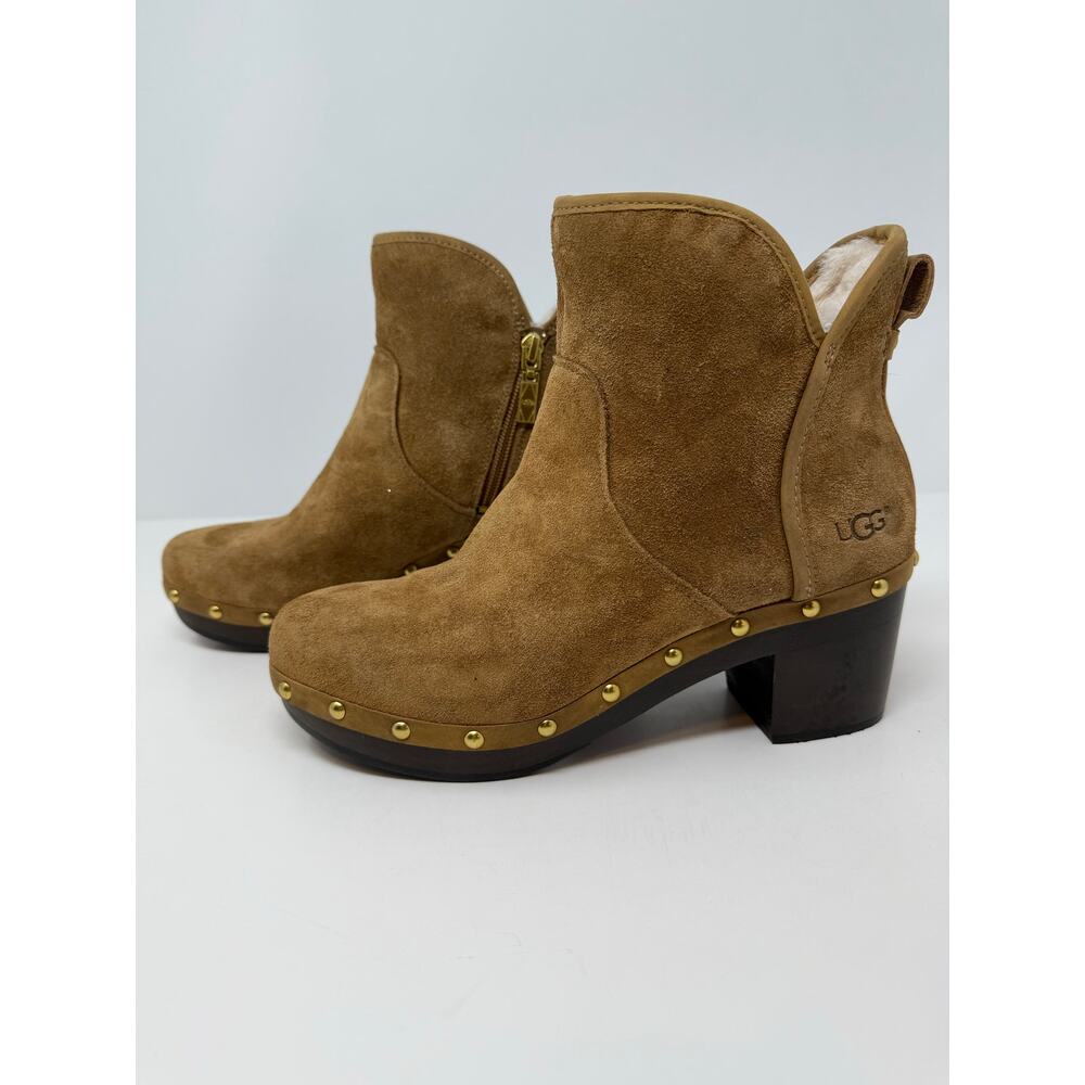 Ugg Ankle Booties Women's 8 Chestnut Brown Suede Cam II Platform Boot EUC - Picture 2 of 13